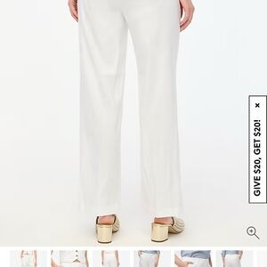 J. Crew Linen-blend wide-leg pleated trouser pant